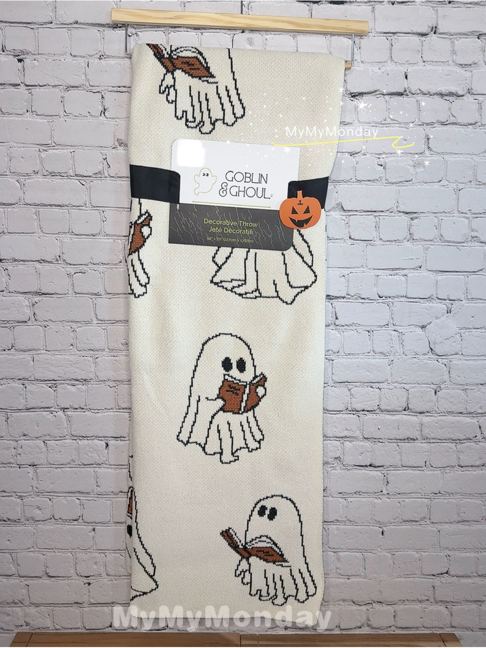 Goblin and Ghoul Halloween Ghost Reading Book Throw Blanket